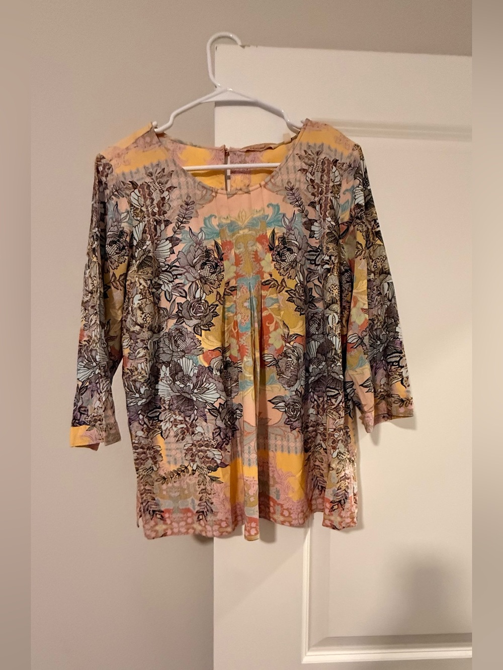 Soft Surroundings Floral Paisley Tunic - Yellow Pink Blue